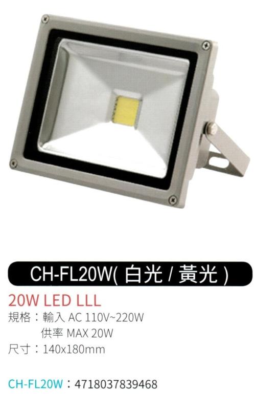 20W LED 投射燈 (白光 / 黃光) CH-FL20W