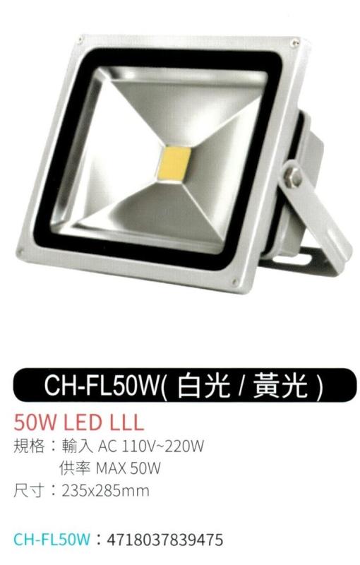 50W LED 投射燈 (白光 / 黃光) CH-FL50W